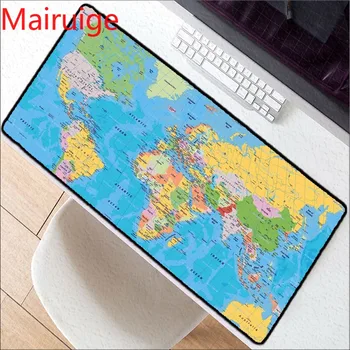 

Mairuige Mousepad 90X40cm Boy Personality Fashion Blue World Map Mouse Pad Player Playing Computer Office Pad Big Game Lock Edge