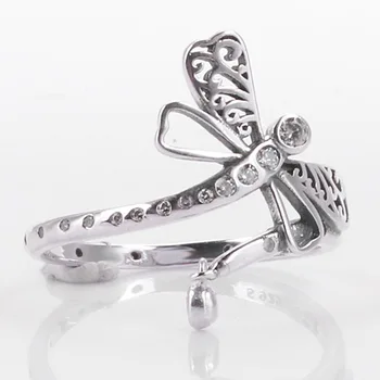 

Original Spring Dragonfly Rings With Crystal For Women 925 Sterling Silver Ring Wedding Party Gift Fine Europe Jewelry