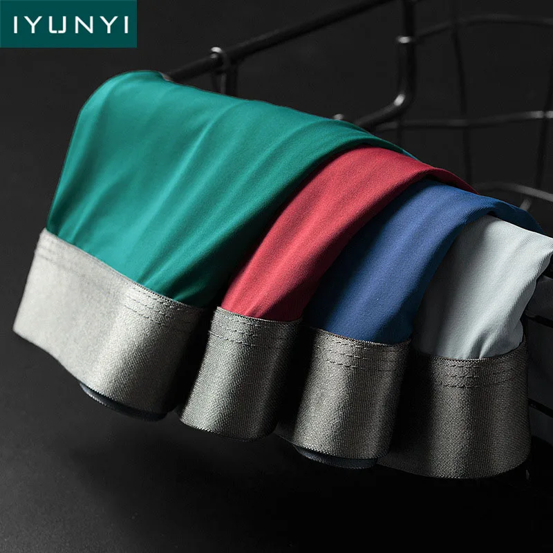 

IYUNYI Seamless Men Boxers Shorts Luxury Ice Silk Antibacterial Underwear 3D Crotch U Convex Pouch Boxers Bikini Male Panties
