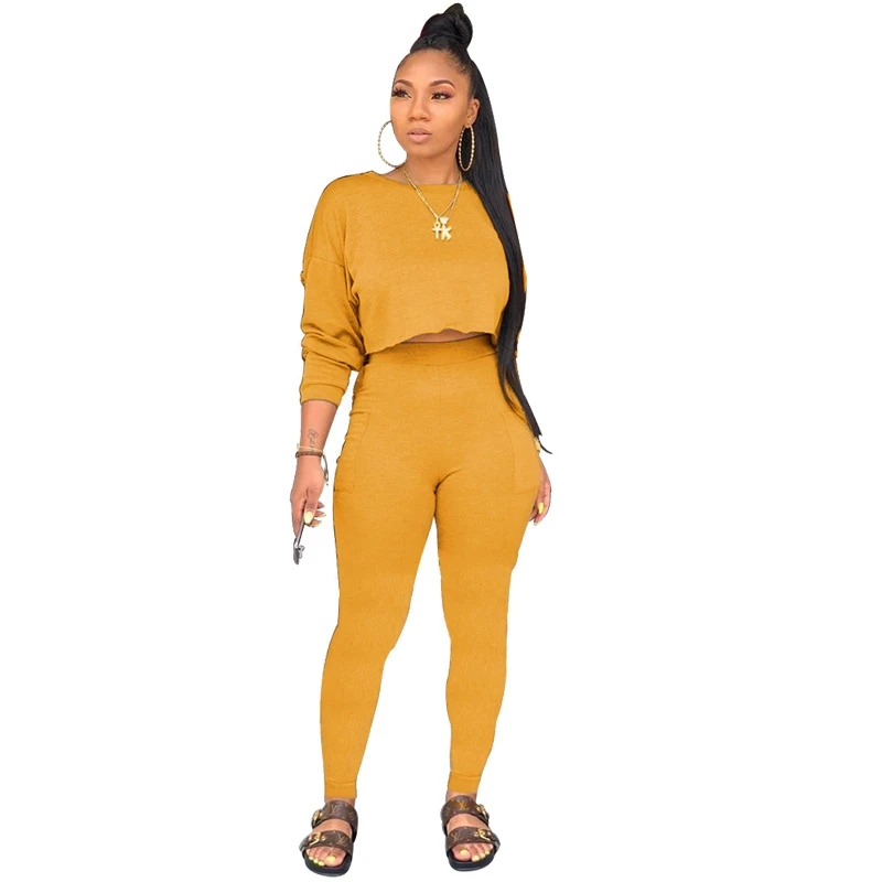 

Autumn 2 Piece Set Women Tracksuit Sweatshirt Crop Top and Pants Set Leisure Suit Women Bodycon Two Piece Casual Matching Sets