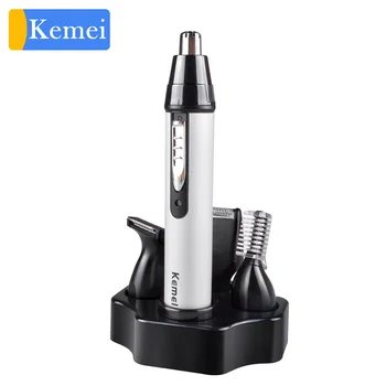 

Kemei 4 in 1 Nose hair trimmer KM6650 Electric Ear Trimmer Men Shaver Rechargeable Hair Removal Eyebrow Trimer nose warmer 5