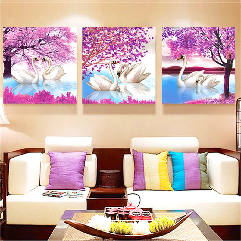 RAILONCH 5D Diamond Painting Mosaic Swan and Cherry Tree Embroidery Full Drill DIY Cross Stitch Children Home Decoration | Дом и сад