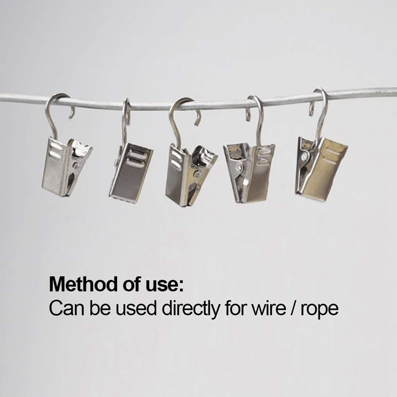 50 PCS Stainless Steel Curtain Clips Hook for Curtain Photos Home Decoration Outdoor Party Wire Holder