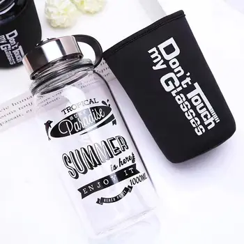

700/1000ML Glass Tumbler Water Bottle With Sleeve Outdoor Lemon Fruit Juice High Borosilicate Beverage Bottle With Tea Infuser