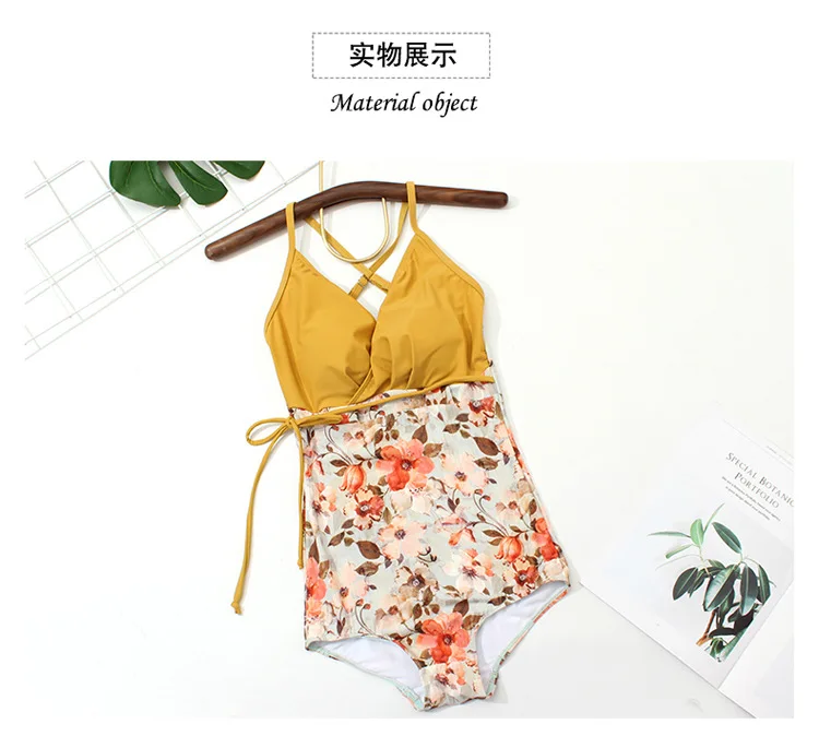 Bikini Monokini One Peice Swimsuit Women Swim Dress Suit Swimming Gir For Girl Broken Flower Cover Back Push Up Spandex