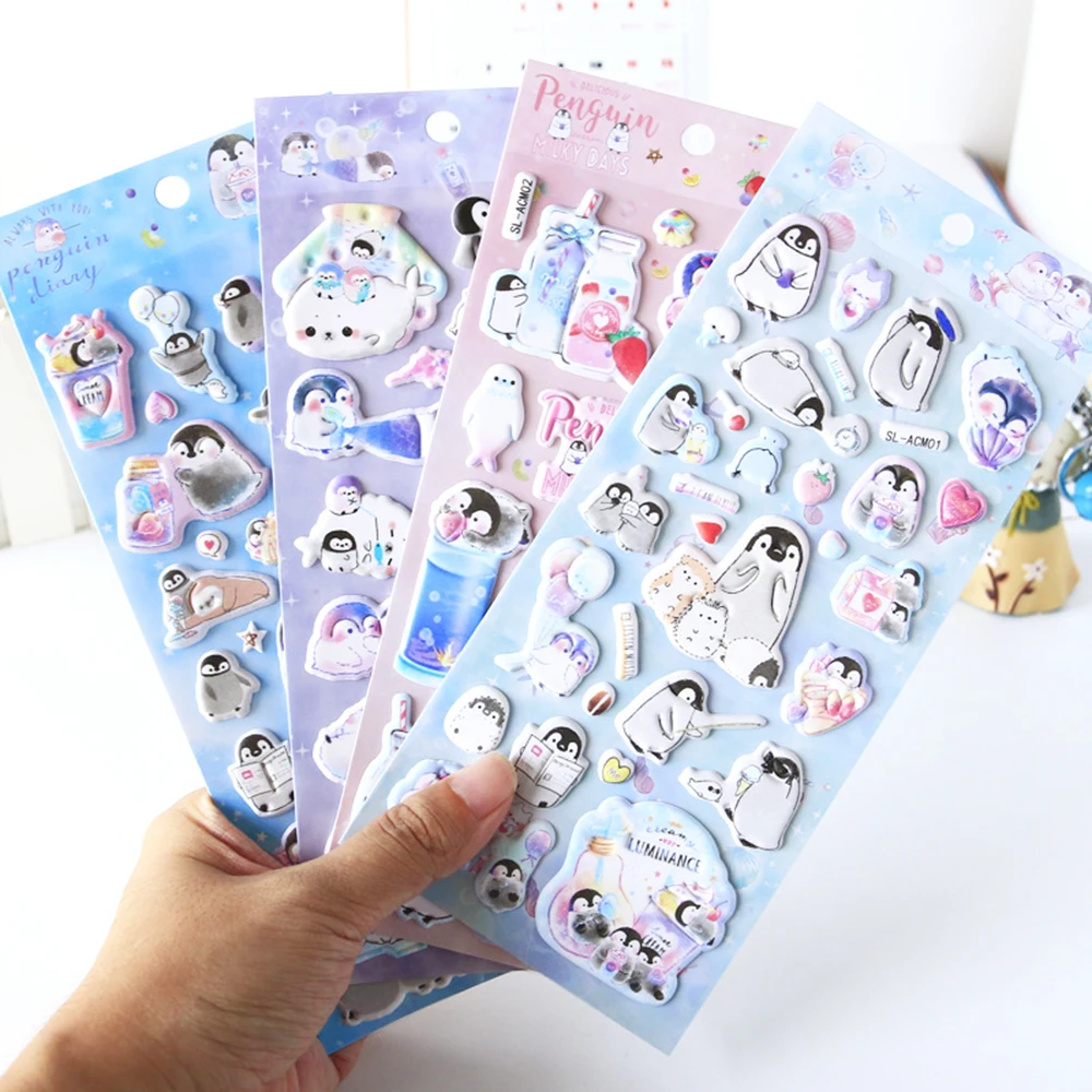 

1PC Kawaii Small Penguin 3D Sponge Diary Sticker Scrapbook Decoration Stickers PVC Stationery DIY Stickers School Office Supply