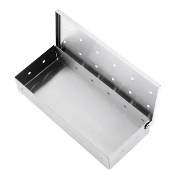 

Stainless Steel Smoker Box Barbecue Tool Wooden Box Charcoal Box BBQ Tools With Hinged Lid