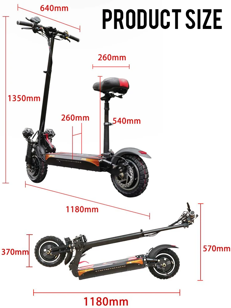 Jueshuai электрический скутер 2000 Вт Двойной Мотор Trottinette électrique 10 дюймовая шпилька