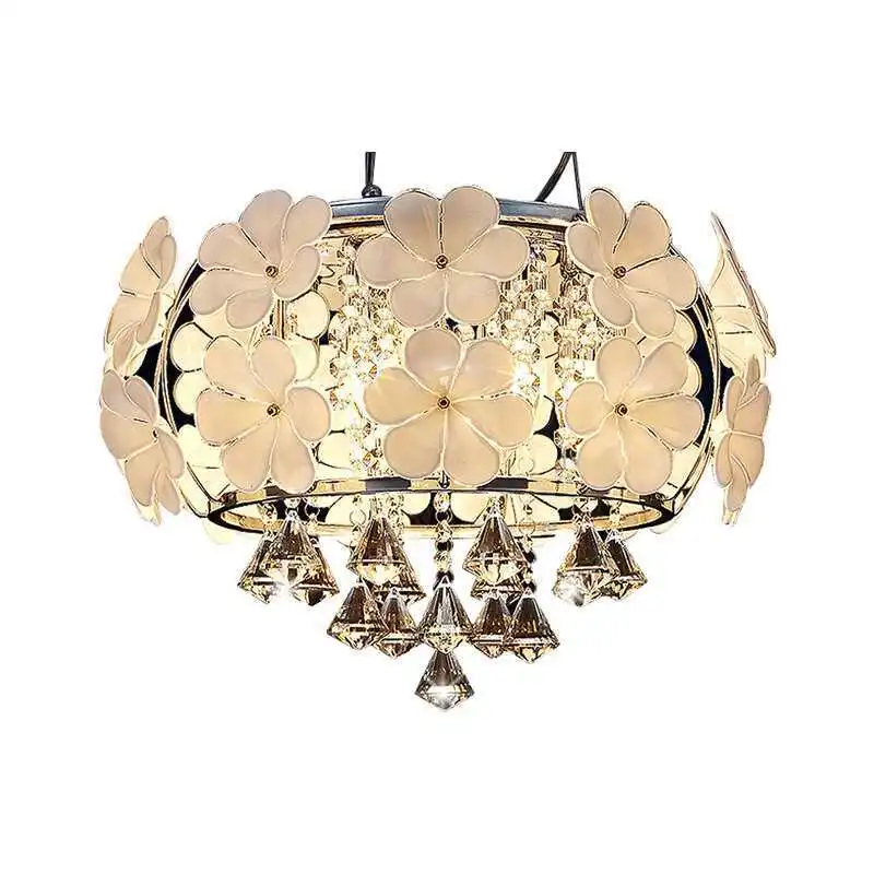 

Modern Art Flowers Lamp Northern Europe Simple Color Light Warm Bedroom Dining Room Ceiling Light Crystal Light