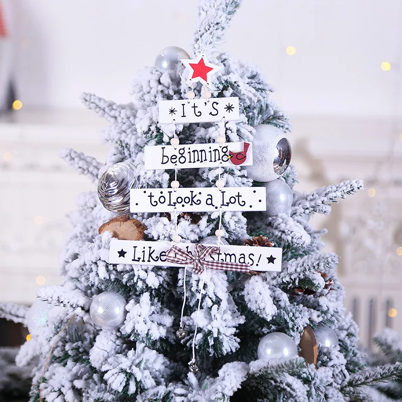 New Christmas Tree Decorations Wooden Hanging Ornament Letter Patterned Accessories