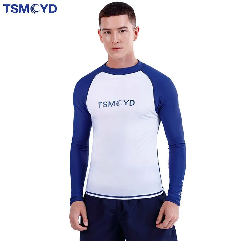 4XL UPF 50+ Men Rash Guards Beach Long Sleeves Surfing Swimming Top Shirts Water Sports Gym Wetsuits Quick-Drying Suit