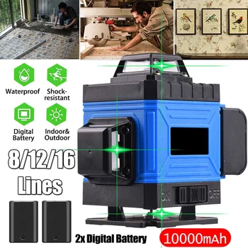 

12/16 Lines 4D Laser Level Green Light Auto Self Leveling Measure 360 Rotary Horizontal And Vertical Cross Line