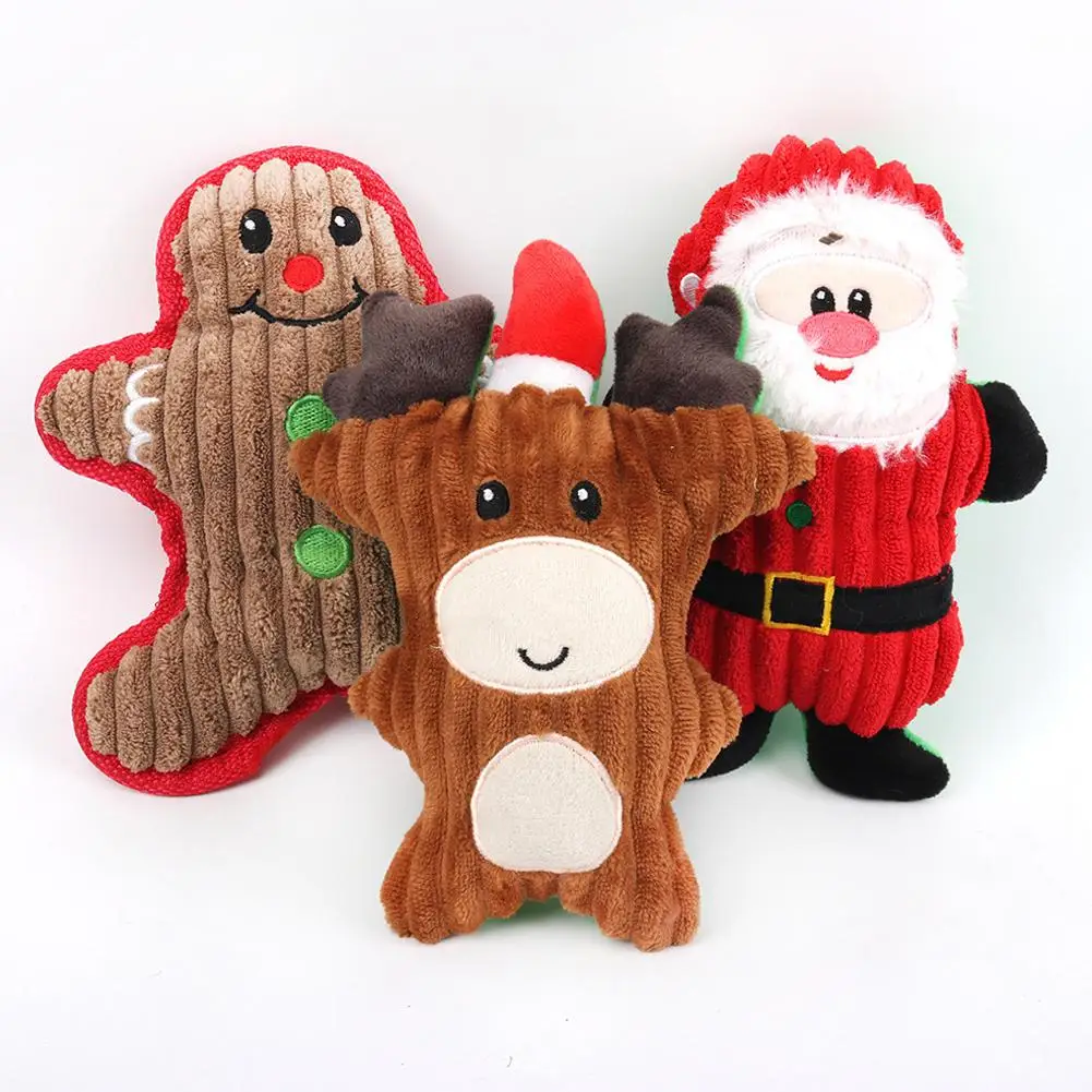 AsyPets Рождественская серия Милая мультяшная устойчивая к укусам Жевательная плюшевая игрушка для домашних животных собак