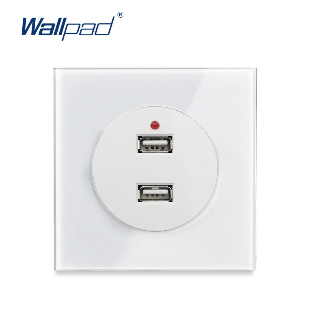 Wallpad Новое Поступление Хрустальная стеклянная панель 2 USB зарядное устройство настенная розетка 5V 2400MA