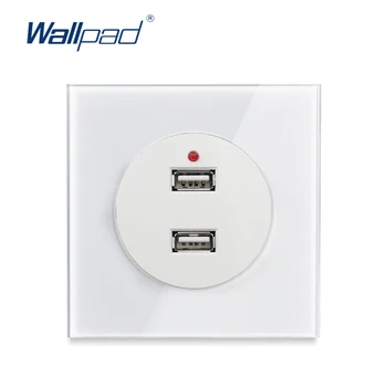 

Wallpad 2019 New Arrival Crystal Glass Panel 2 USB Charger Wall Power Socket Outlet 5V 2400MA