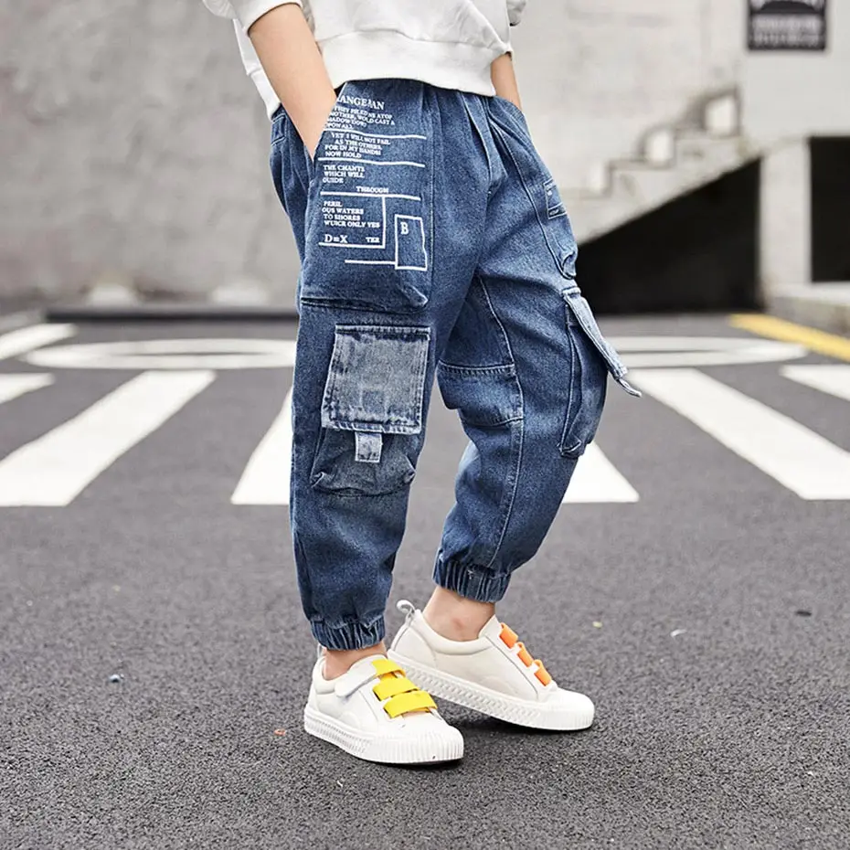 As Picture Boys Jeans Fashion Letter Print Boy Jeans Kids Patchwork Denim Trousers For Children Winter Children's Fashion Jeans For Boy - Цвет: As Picture