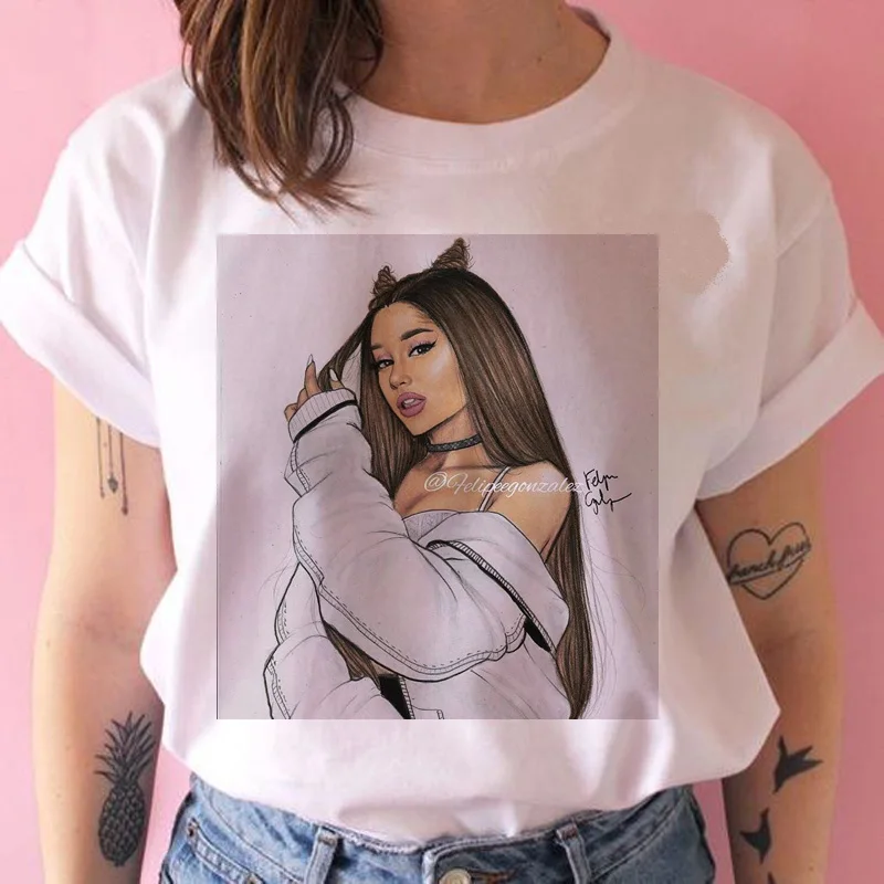 ariana grande T Shirt Women Hip Hop Tops ulzzang Casual tshirt harajuku kawaii 90s t-shirt female O-Neck T-Shirt Women