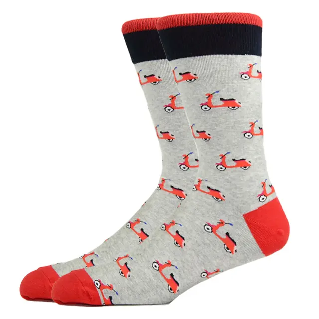 Happy Men Socks Harajuku Funny Socks With Print Fashion Motorcycle Jeep Bicycle Hip Hop Cool Compression Socks Men's Clothing HG11027-3