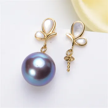 

G18K Gold Earring Hooks with Eyepin Bead Caps, Yellow Karat Gold Solid 18ct oro French Earwire Dangle Pearl Earrings