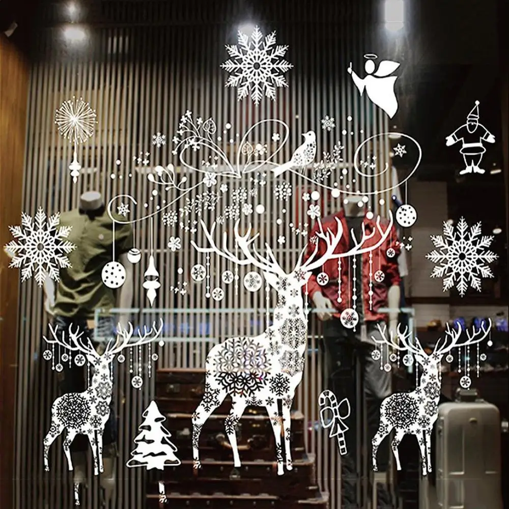 1pc Christmas Will Sticker Removable Snowman Santa Vinyl Wall Stickers Home Shop Door Glass Window Decal Decor Adornos de Navida - Цвет: 11