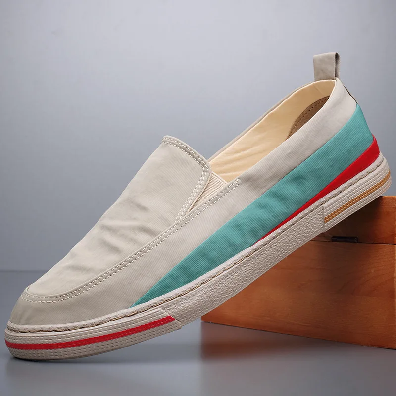 

Brand Men Mixed Colors canvas Shoes Casual Fashion Trendy Flats lazy driver loafers Shoes for Men Drop Shipping A31-75
