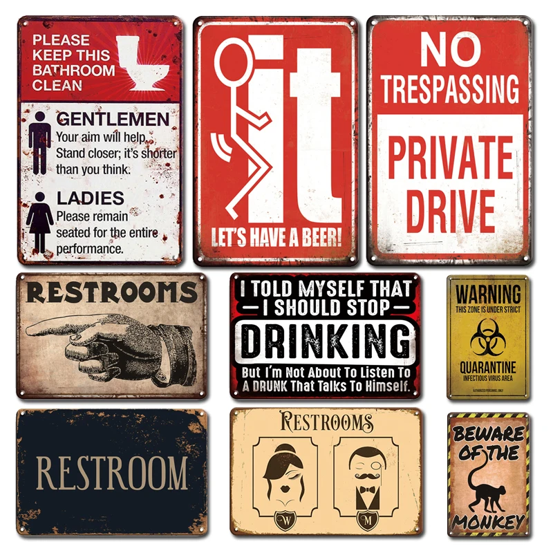

Drinking Beer Poster Metal Tin Sign, Vintage Toilet Art Sticker, Retro Man Cave Bar, Restroom, Home Decoration, Plaque