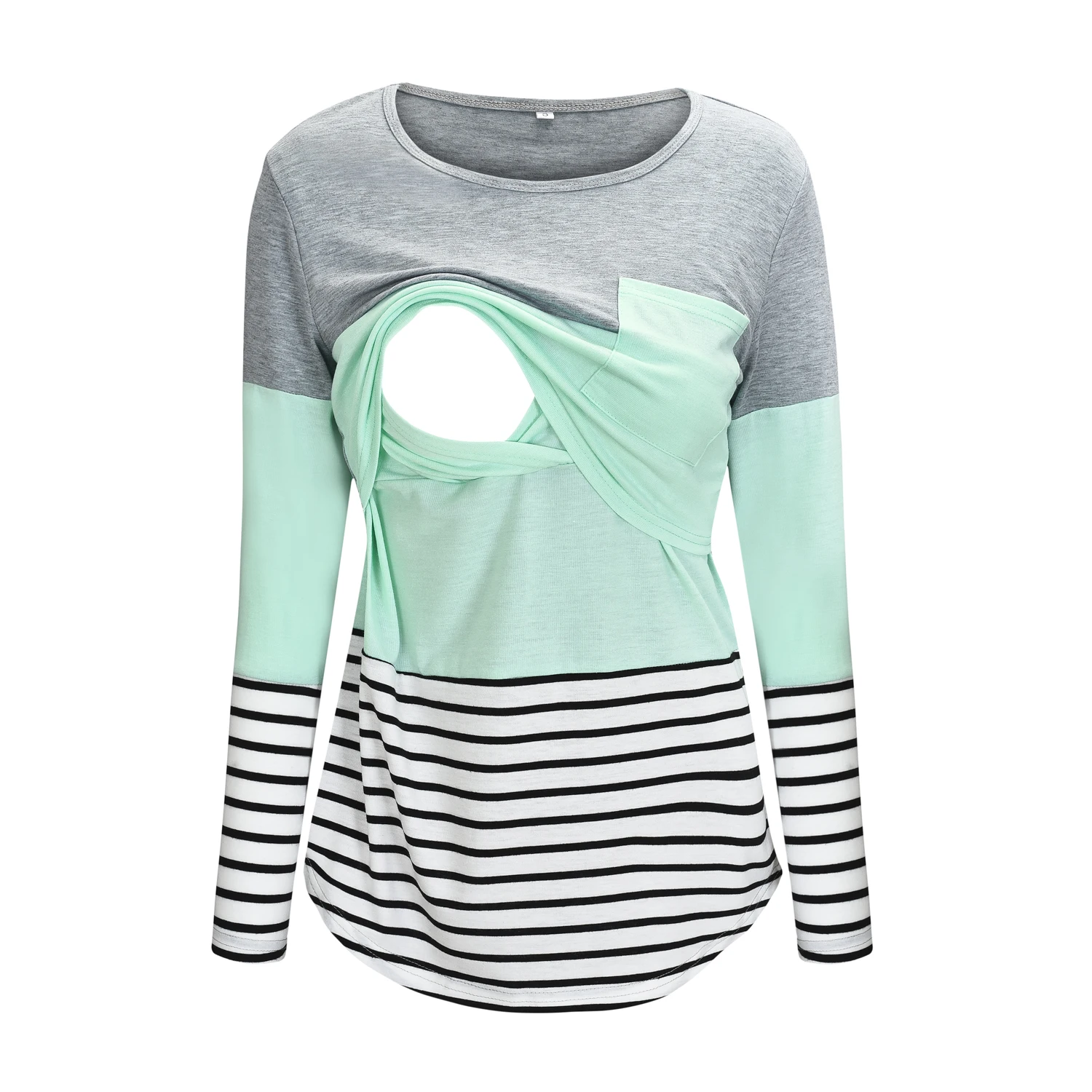 Goocheer Newest Ladies Womens Pregnant Maternity Nursing Tops Mom Breastfeeding Long Sleeve Stripe Splicing T-Shirt Top