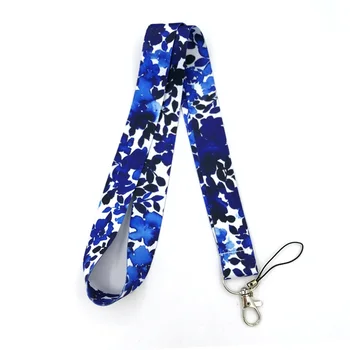 

10pcs Purple flowers Fashion simple keychain mobile phone neck lanyard key ID card mobile phone USB key lanyard