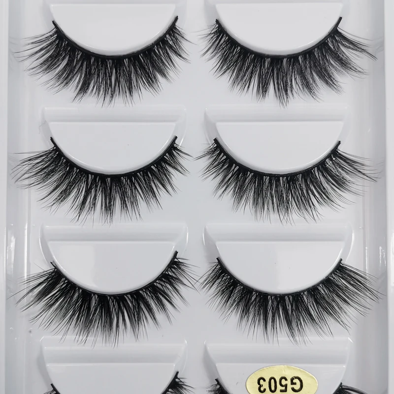 YSDO партия из 5 пар 3D норковые ресницы натуральных волос тонкие MakeupLash пушистый dramtic