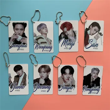 

Kpop Ateez Key Chain PVC Double-Sided Printing Card Key Ring Pendant Cellphone lanyard High quality New arrivals