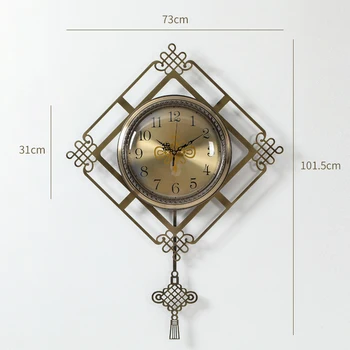 

Chinese Metal Pendulum Wall Clock Gold Living Room Luxury Large Clock Wall Mute Creative Retro Quartz Home Decoration AB50ZB