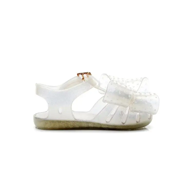 Прозрачные сандалии для девочек; мини-космические сандалии с бантом; коллекция года; летняя детская пляжная обувь принцессы; нескользящая детская мини-обувь Melissa