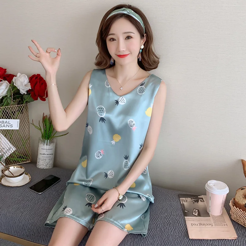 Summer Large size M-5XL women's pajamas short Silk pijama mujer Home suit Leisure comfort Sleepwear femme home clothes for women