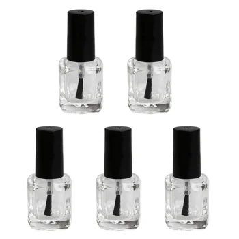 

5pcs/pack 5ml Empty Nail Polish Bottle with Brush Inside Square Shaped Clear Nail Polish Container Bottles