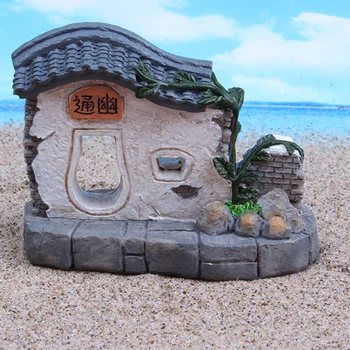

2pcs Resin Ancient Building Wall Fish Tank Aquarium Ornaments Aquarium Micro Landscape Decoration Antique Building Wall Door