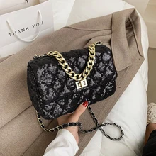 

Fashion Lace sequins Crossbody Bag For Women 2021 new spring Thick chain Shoulder Messenger Bag Lady Travel Small Handbag