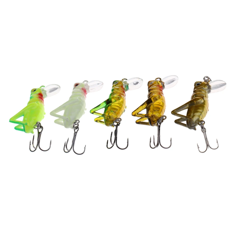 

5Pcs 4cm 3.1g Insects Fishing Lures Hard Baits Floating Simulation Grasshopper Lures Multicolor Accessories