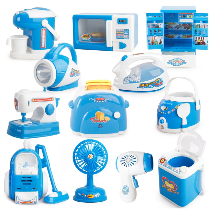 

6/12 Pcs/Set Pretend Play Toy Vacuum Cleaner Toy Housekeeping Cleaning Juicer Washing Sewing Machine Mini Clean Up Play Toy Gift