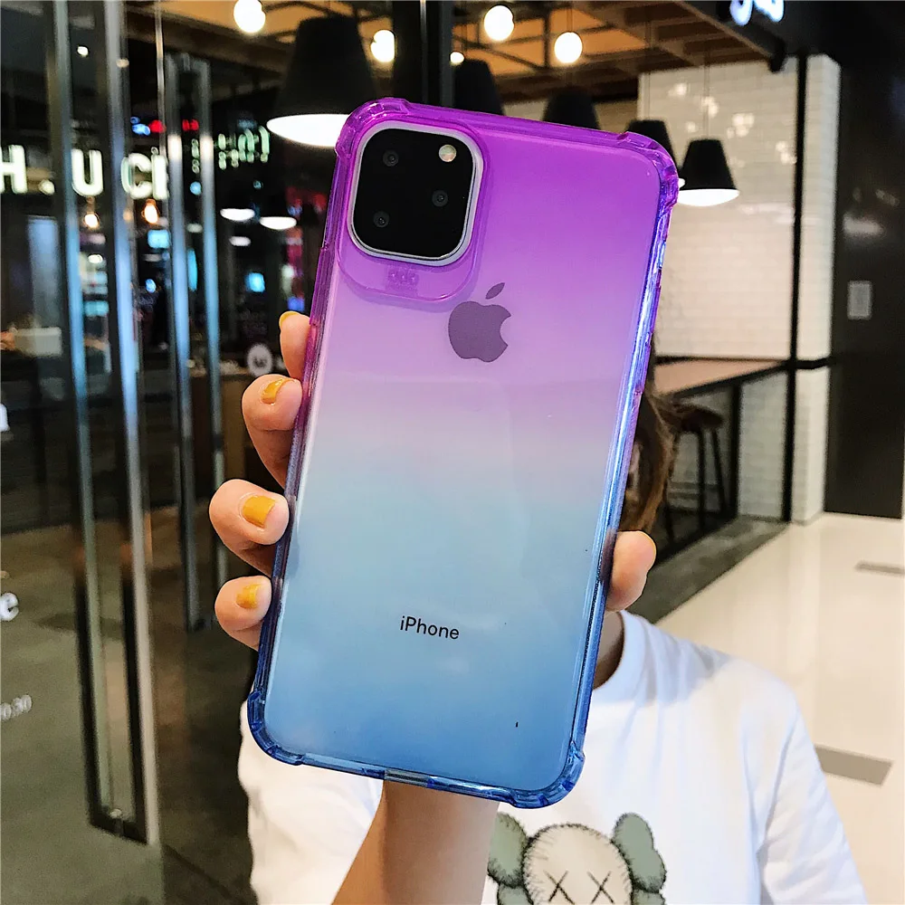 N1986N чехол для телефона iPhone 11 11 Pro Max X XR XS MaX 6 6s 7 8 Plus модный градиентный цветной противоударный мягкий ТПУ для iPhone X