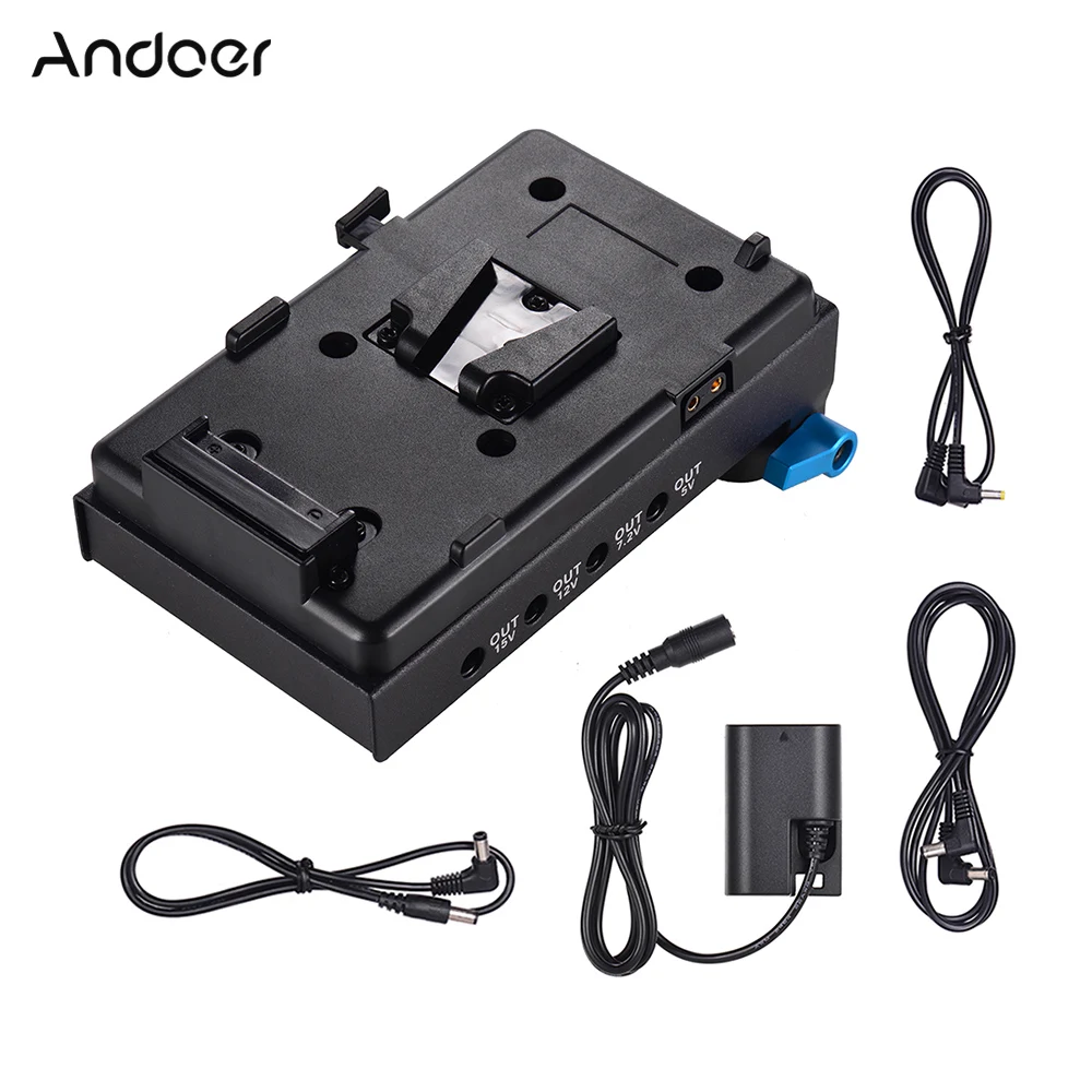 

Andoer V Mount V-lock Battery Plate Adapter LP-E6 Dummy Battery Adapter for BMCC BMPCC Canon for Monitor