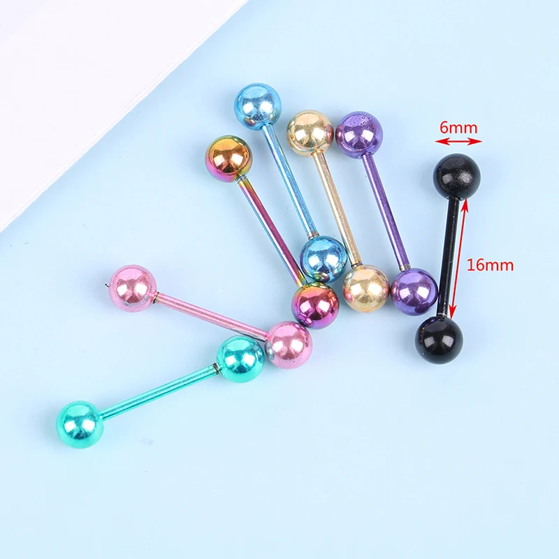 7 Color/Set The Plating Color Steel Stainless Steel Rods Tongue Nailed Double Ball Dumbbell Milk Body Piercing Jewelry