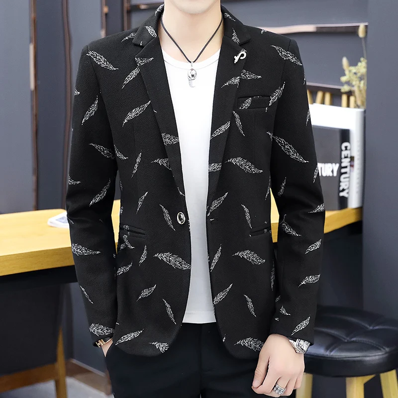 

Long Mens Masculino Man 2020 Spring Blazer Hombre New Pattern Fashion Leisure Korean Slim Fit Sleeve Small Suit