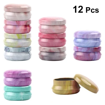 

12PCS Empty Tinplate Box Round Powder Case Lotion Container Tinplate Case Travel Storage Bottle Cream Box Tin Can Metal Box