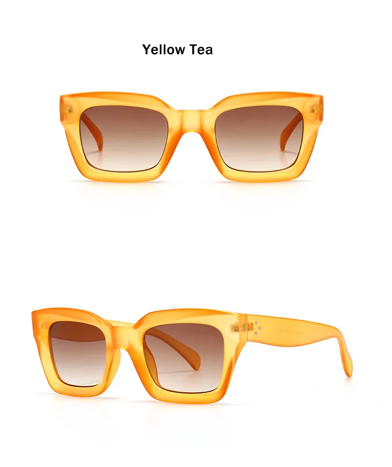 Square Sunglasses Women Retro Gradient Clear Lens Glasses_voghion.com