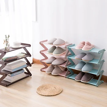 

Z Shape Stainless Steel Shoe Rack Shoe Tower Organizer Cabinet Entryway Stackable Storage Shelf Multi-layer Shoe Rack 66CY