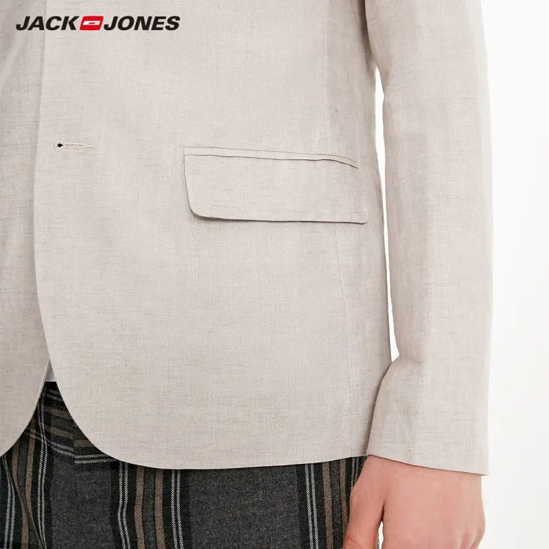 JackJones мужской льняной костюм куртка удобный блейзер мужская одежда 219108505