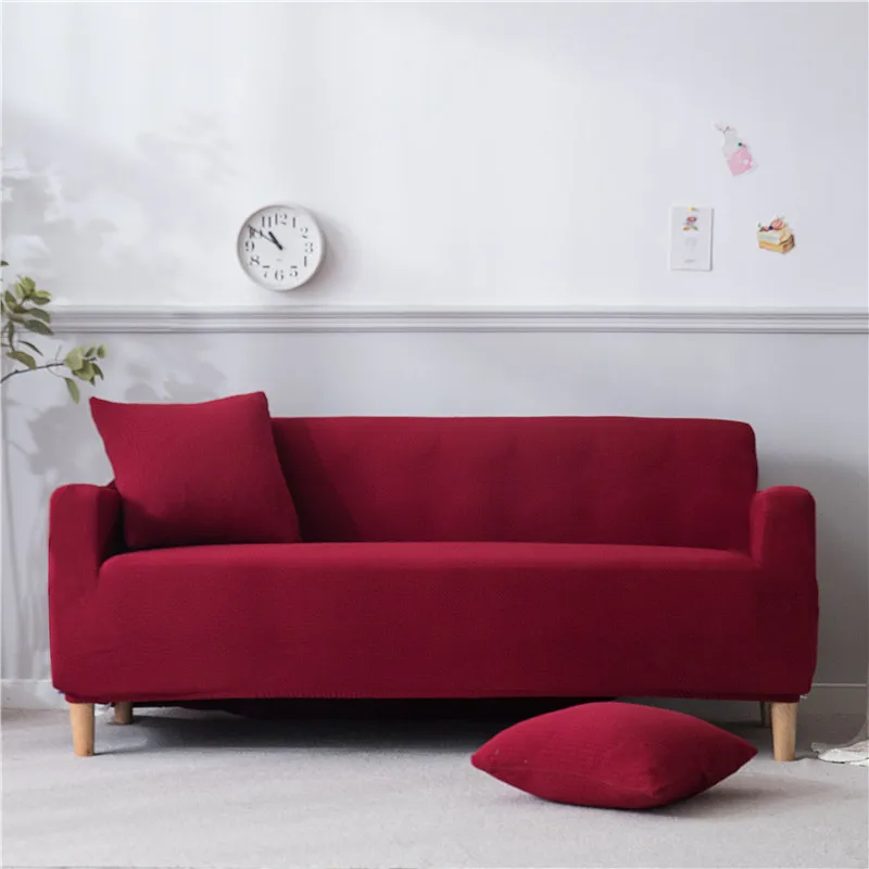 Чехлов жаккардовая ткань для диванов вафельный плед стрейч протектор мебели для Гостиная кресло 1/2/3 местный диван - Цвет: Red
