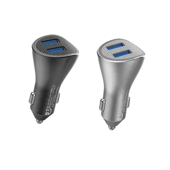 

Metal Universal Quick Charge 3.0 Car Charger Dual QC 3.0 USB fast Charge Power Adapter For Samsung Huawei Xiaomi Mobile Phone Ta