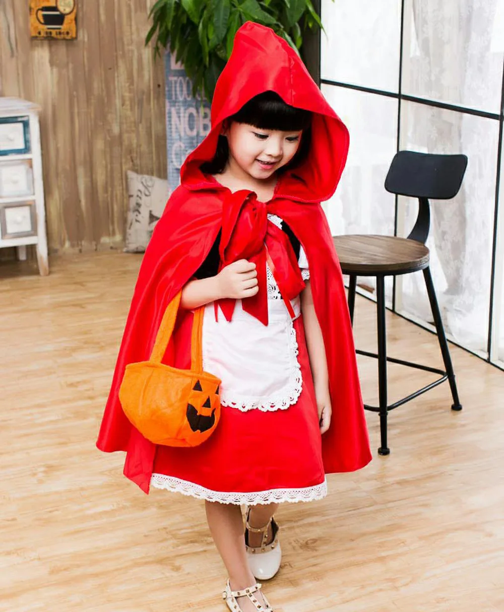 New Halloween Girls Costume Red Short Sleeve Birthday Party Dress for Girl Kids 4PCS Children Christmas Clothing Set | Детская одежда и