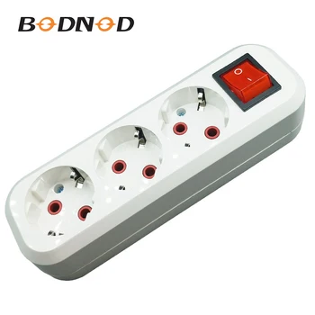 

Hot Three Socket With Earth And Switch Extension Socket Adapter Power Strip Socket Portable Without Cable White 250V 16A